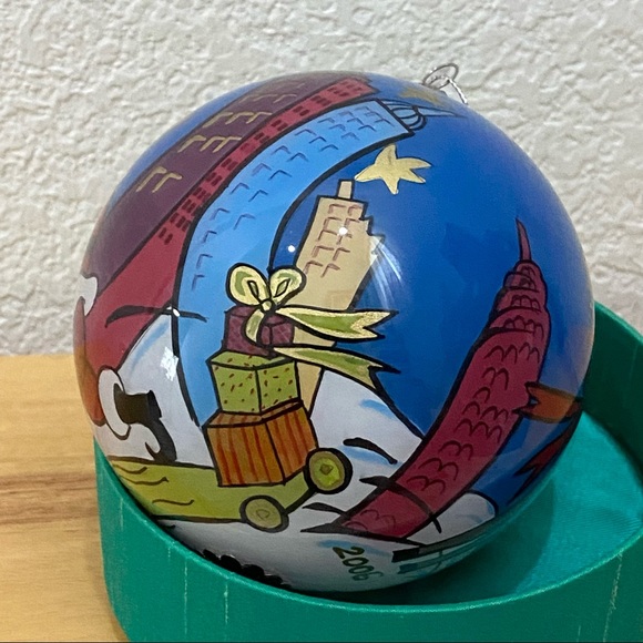 Li Bien 2006 Pier1 Imports Reverse PaintedSanta Reindeer Christmas Ball Ornament - Picture 8 of 13